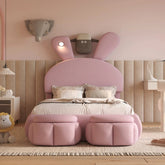 Bellemave® Twin Size Upholstered Platform Bed with Cartoon Ears Shaped Headboard and Light - Bellemave
